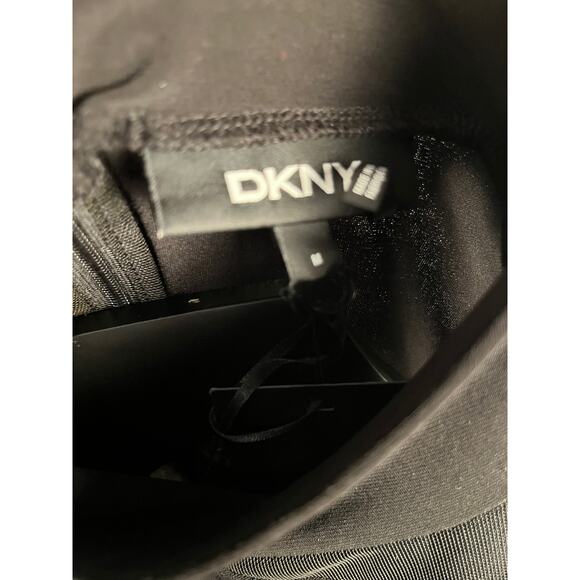DKNY Black Mesh Sleeve Bodysuit Size M NWT Long Sleeve Mock Neck Sexy - Picture 3 of 7